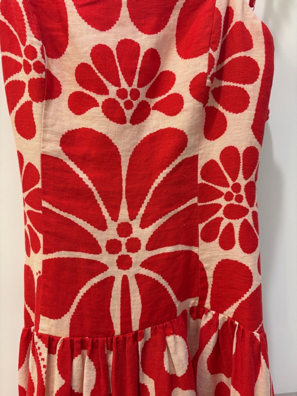 Farm Rio Palermo Red Linen Midi Dress Size Small Sleeveless Open Back Strappy - Picture 16 of 16